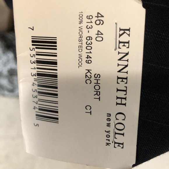 Kenneth Cole Navy  stripe suit size 46 - Picture 2 of 5